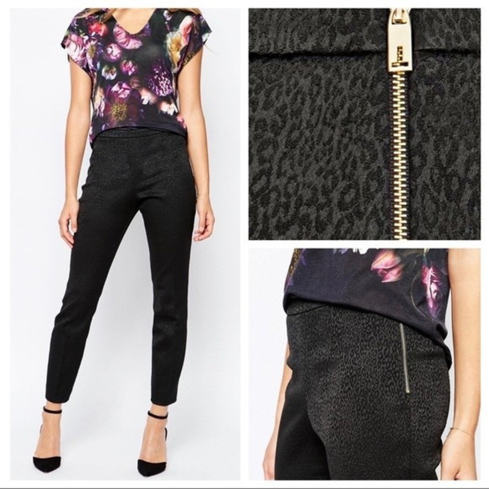 Ted Baker London Shilat Leopard Jacquard Tapered Leg Suit Trousers size 6
